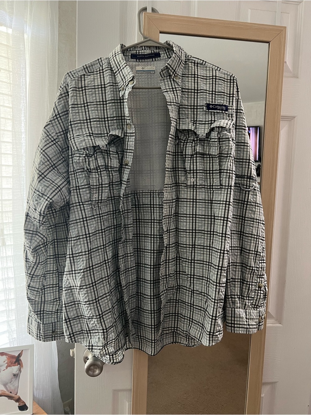 Columbia Men's Plaid Lightweight Shirt - White, Black, grey, light blue